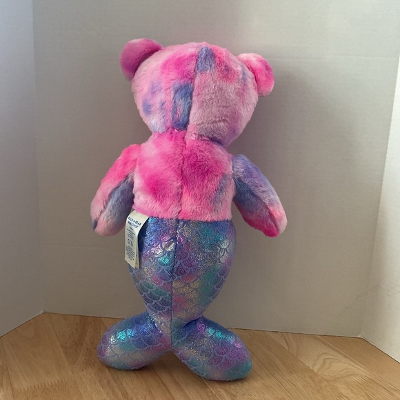 16" Build a Bear Workshop Mermaid Bear Pink Tie Dye Plush Stuffed Shiny Merbear - Picture 2 of 8